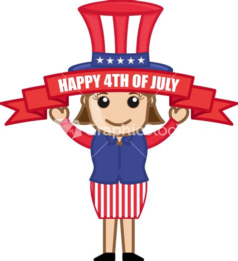 Independence day usa banner template american balloons flag and colorful fireworks decor.4th of july celebration poster template.fourth of july voucher discount.vector. Happy 4th Of July - Cartoon Business Characters Stock Image