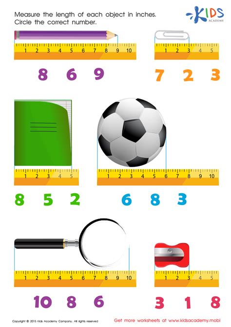 Learning Measuring Objects In Inches Worksheet Math Printable Pdf For Kids