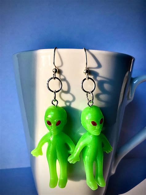 Alien Earrings Glow In The Dark Etsy
