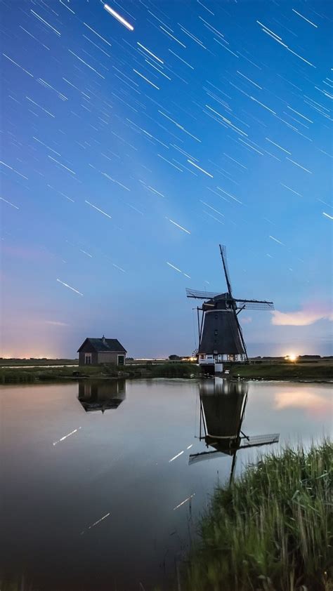1080x1920 Windmill Reflection Artist Artwork Digital Art Hd Sky