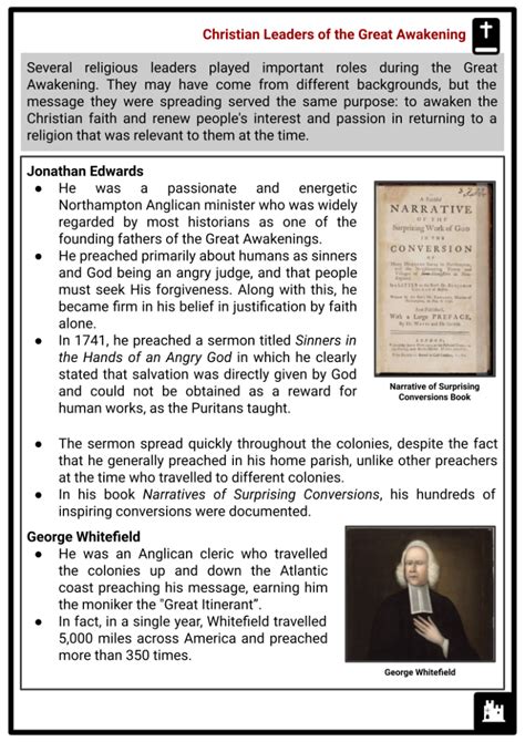 Great Awakening Origin Leaders Effects Facts And Worksheets