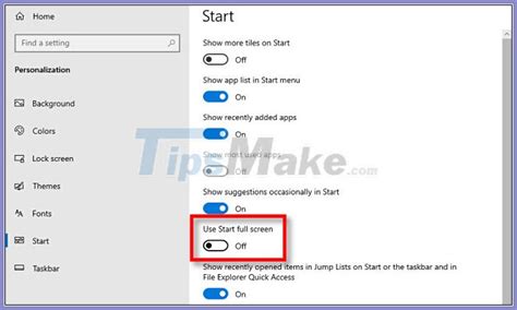 How To Enable Disable The Start Menu Full Screen In Windows 10