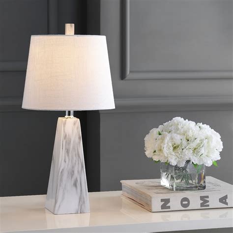 Owen 205 Resin Led Table Lamp White Marble Finish By Jonathan Y