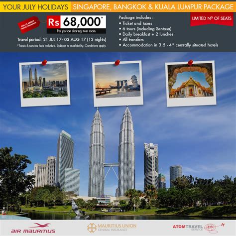 Bangkok Singapore Kuala Lumpur Package July 2017 Atom Travel