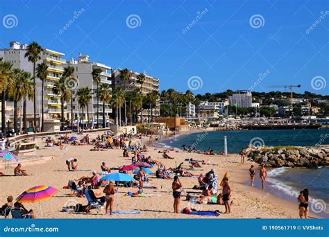 Beach And Town View Juan Les Pins South Of France Editorial Photo
