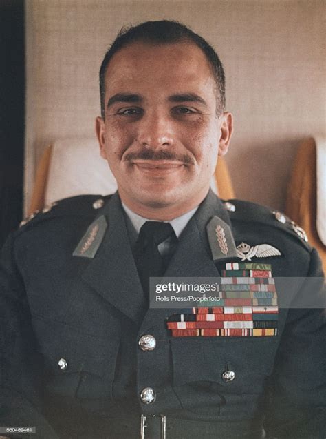 Portrait Of King Hussein Of Jordan Wearing Military Uniform Circa