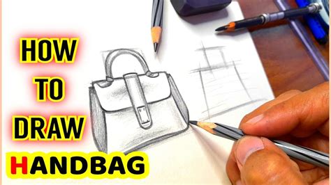 how to draw a handbag design step by step easy sketching a bag purse object drawing easy