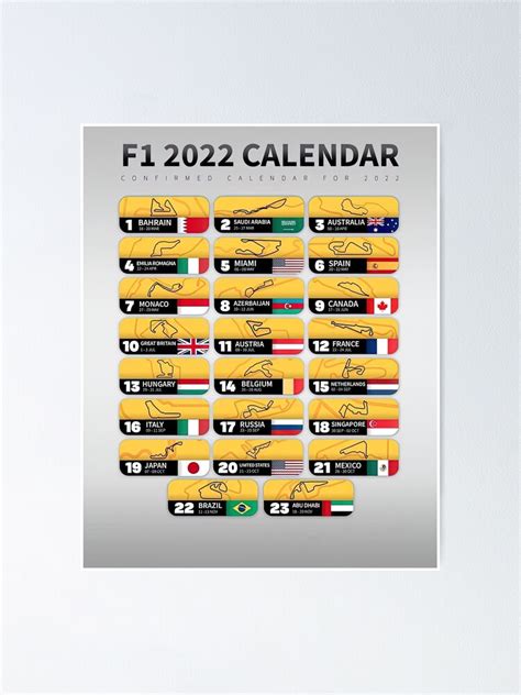 F1 2022 Calendar Collage Poster For Sale By Dennisfurst Redbubble