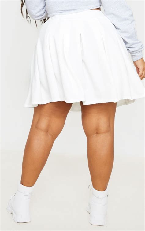 Plus White Pleated Side Split Tennis Skirt Prettylittlething Usa
