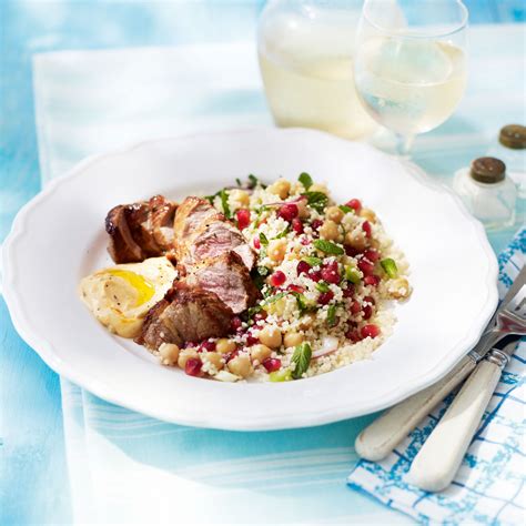 Preheat bbq or grill pan to medium high. Lamb Fillet with Chickpea and Pomegranate Couscous and ...