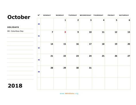october  calendar wikidatesorg