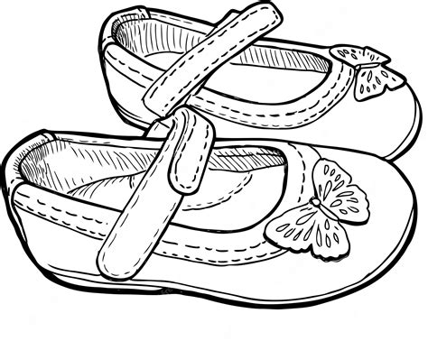 Premium Vector Outline Drawing Of Shoes For Little Girl
