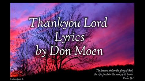 Lyrics Only Thankyou Lord With Full Lyrics By Don Moen Youtube