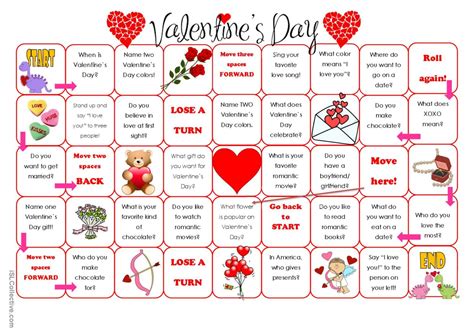 Valentines Day Board Game Boar English Esl Worksheets Pdf And Doc