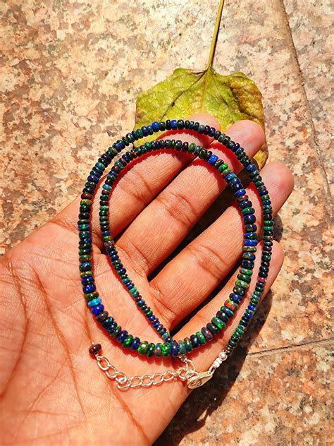 Beautiful Black Fire Opal Necklace Smooth Beads Wholesale Etsy UK