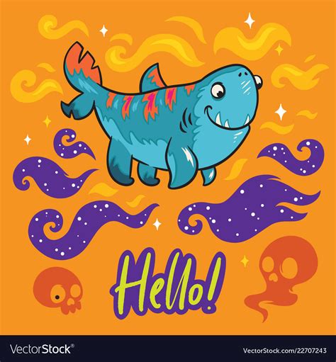 Funny Print With Four Legs Shark For Halloween Vector Image