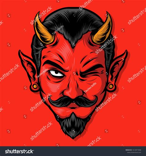 Wicked Red Devil Logo Illustration Stock Vector Royalty Free 1612871848