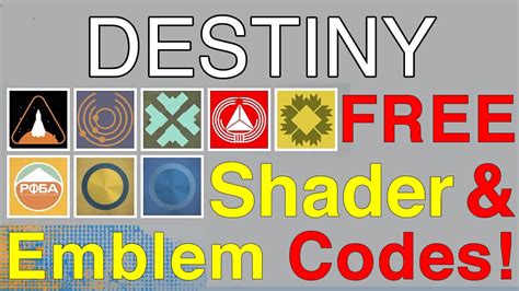Destiny 26 Codes For Emblems Shaders And Grimoire Cards