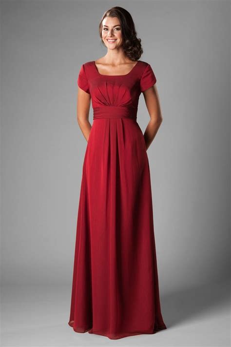 Modest Bridesmaid Dress Features Gentle Ruching On The Bodice A Lovely