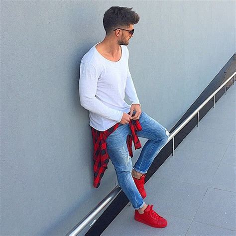 Red Shoes Outfit Male