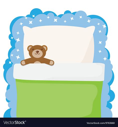 Children Bed With A Favorite Toy Teddy Bear Vector Image