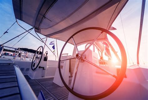 Premium Photo A Modern Speed Boat Yacht Steering Wheels