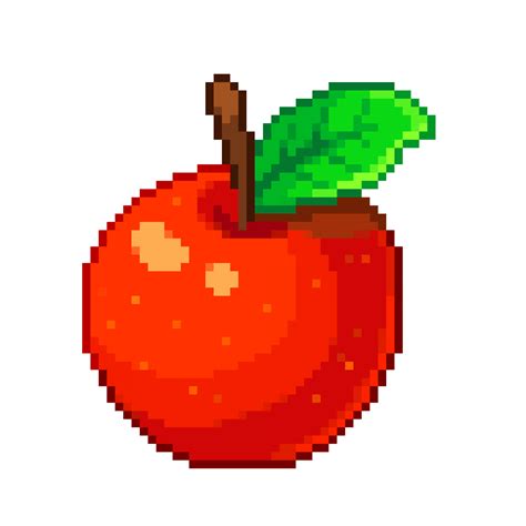 An 8 Bit Retro Styled Pixel Art Illustration Of A Red Apple 19040577 Png