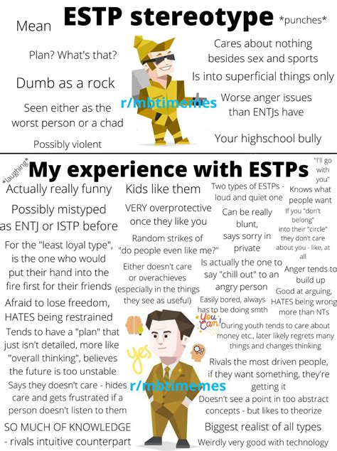 Estp Stereotype Vs My Experience With Estpsdiffersbasedontheperson