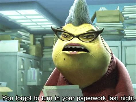 Monsters Inc Paperwork  Find And Share On Giphy