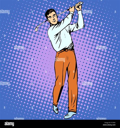 Handsome Man Playing Golf Retro Style Pop Art Stock Vector Image And Art