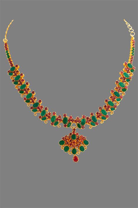gold ruby emerald necklace from lalithaa jewellery south india jewels