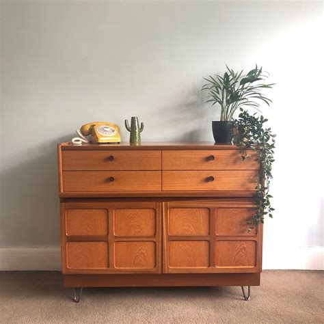 Original Mid Century Small Nathan Sideboard Upcycled With Hairpin Legs