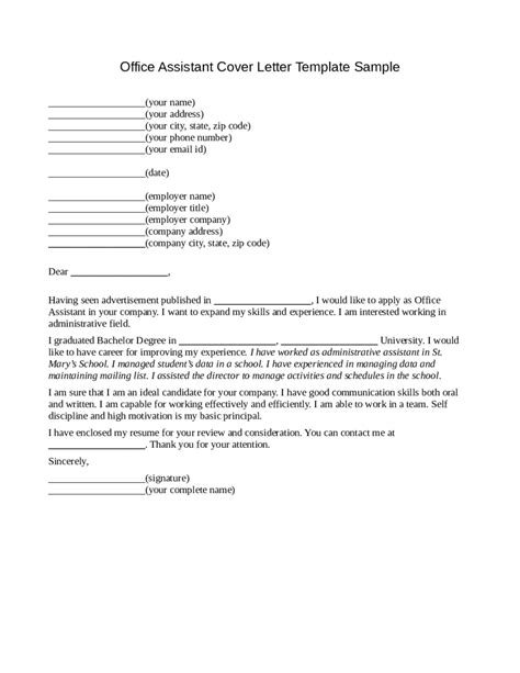 2023 Office Assistant Cover Letter Fillable Printable Pdf Forms Vrogue