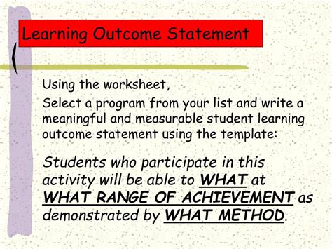Ppt Writing Student Learning Outcome Statements Powerpoint