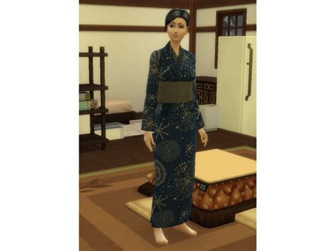 Snowy Escapes Yukata Blue With Fireworks Pattern By Amarise The