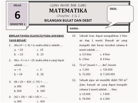 Contoh Soal Matematika Kelas 6 Tentang Debit