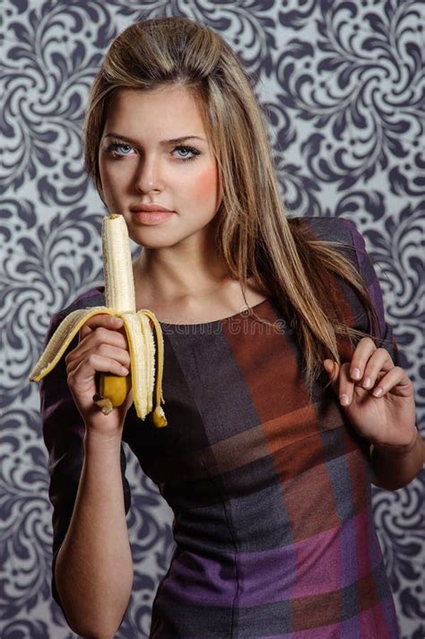 Woman Eating Banana Stock Photo Image Of Hold Beauty