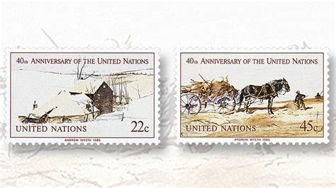 Memorable Works Of Artist Andrew Wyeth Grace Set Of 12 United States Stamps