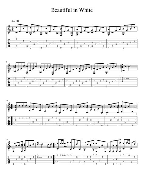 Beautiful in White Sheet music for Guitar | Download free ...