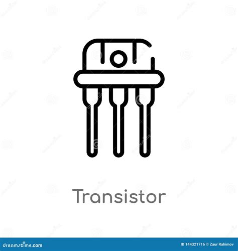Outline Transistor Vector Icon Isolated Black Simple Line Element