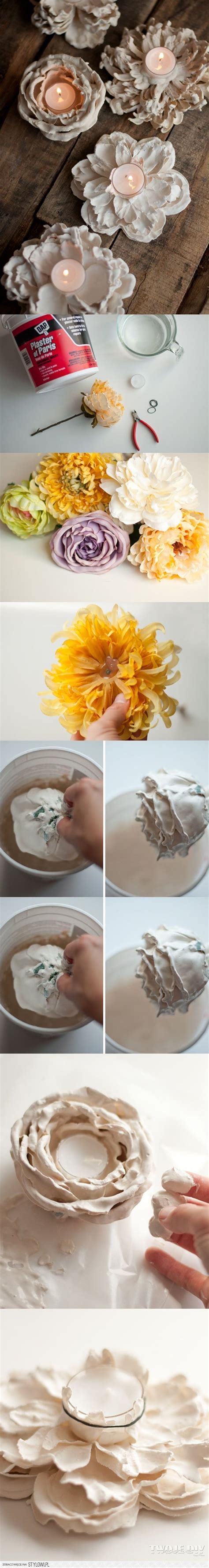 Diy Romantic Plaster Dipped Flower Votives I Cant Believe How Easy It