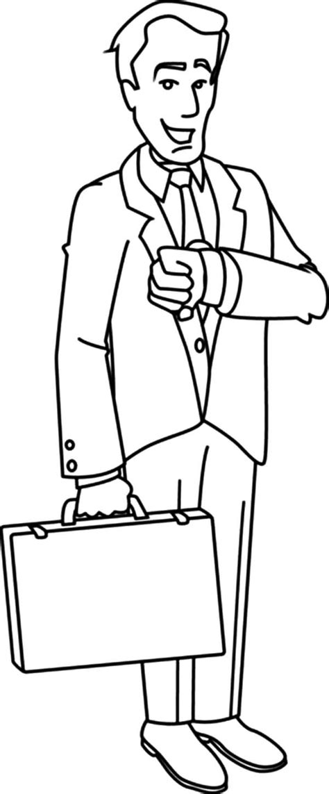 For boys and girls, kids and adults, teenagers and toddlers, preschoolers and older kids at school. Business Man Looking At His Watch Coloring Pages : Best ...