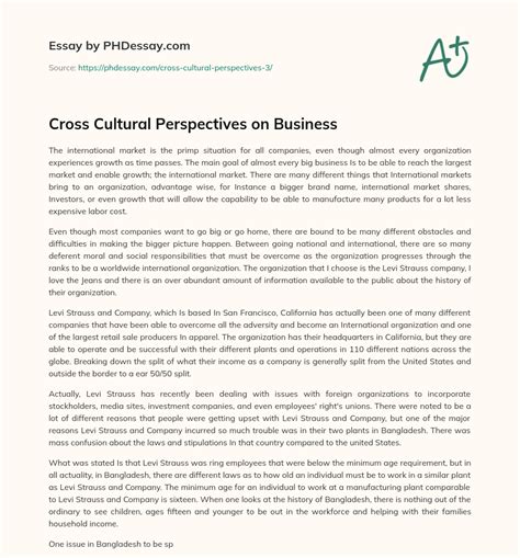 cross cultural perspectives on business