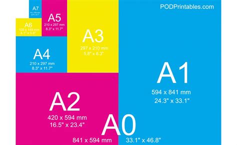 Standard Paper Sizes Reference Guide Pod Printables