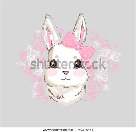 Hand Drawn Cute Bunny Illustration Stock Illustration 1050318335