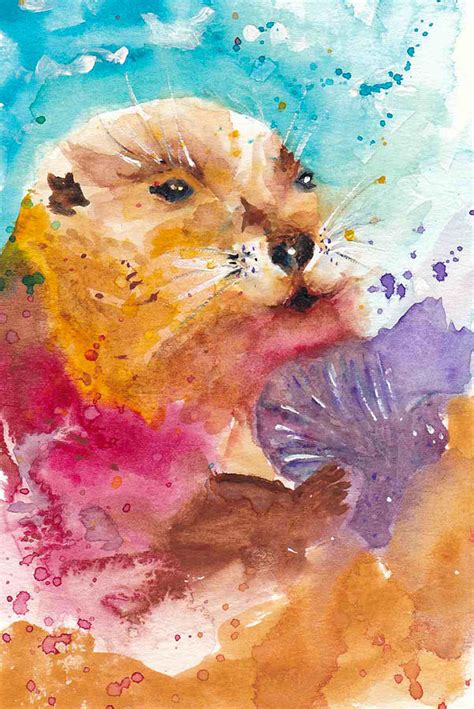 Otterly Adoreable Painting By Bonny Puckett Fine Art America