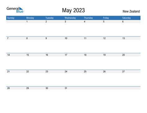 May 2023 Calendar With New Zealand Holidays