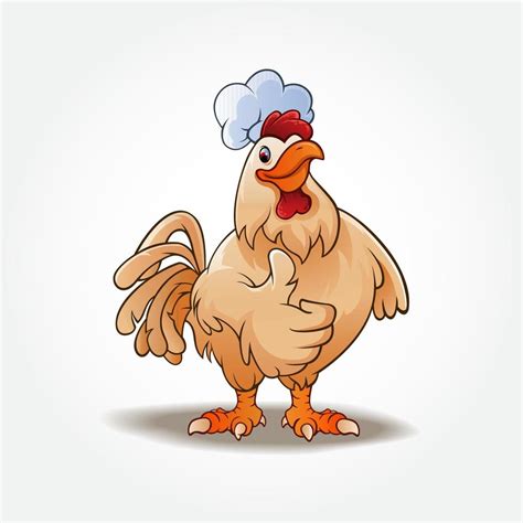 A Happy Funny Cartoon Chef Rooster Chicken Giving A Thumbs Up Cartoon