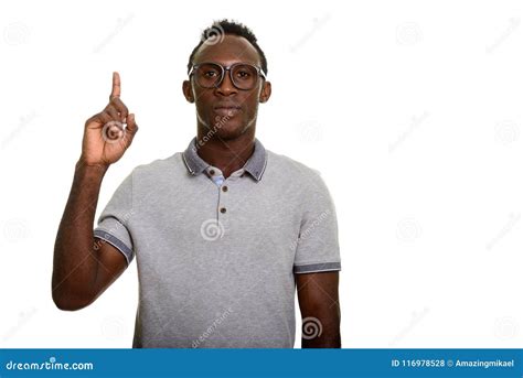 Young Black African Man Pointing Finger Up Stock Photo Image Of