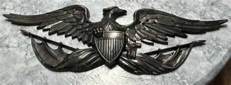vintage sexton wall cast iron american bald eagle 27” wing span black usa 1970 s 11 00 picclick
